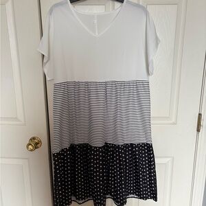 Stylish Black and White Striped Dress